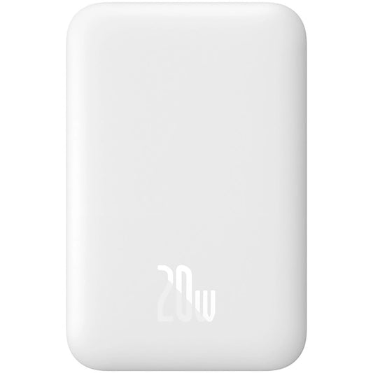 Baseus Magnetic Mini Wireless External Battery, 6000mAh, 20W, PD + FQI, 1 x QI - 1 x USB-C, Blanc 