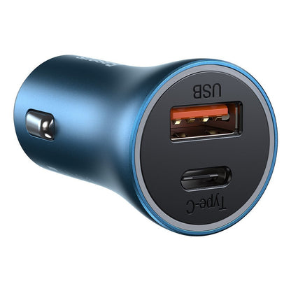 Car Charger Baseus Golden Contactor Pro, 40W, 3A, 1 x USB-A - 1 x USB-C, Blue CCJD-03 