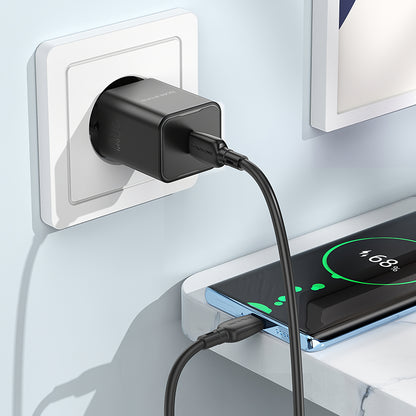 Network Charger with USB-C Cable Borofone BN13 Safety, 30W, 3A, 1 x USB-C, Black 
